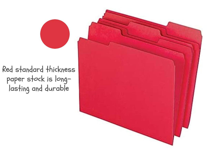 [Australia - AusPower] - 1InTheOffice Red File Folders, Top-Tab File Folders, 3 Tab, Red, Letter Size, 24/Pack 