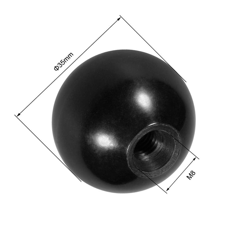 [Australia - AusPower] - uxcell Thermoset Ball Knob M8 Female Thread Machine Handle 35mm Diameter Smooth Rim Red 1Pcs / Black 1Pcs 