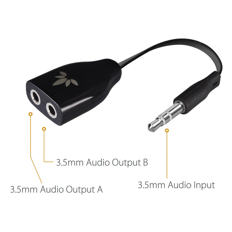 [Australia - AusPower] - Avantree TR302 Two Way 3.5mm Dual Headphone Jack Splitter, AUX Stereo Earphone Earbuds Y Audio Split Adapter Cable, Compatible with iPhone, Samsung Phones and Tablets - Black 