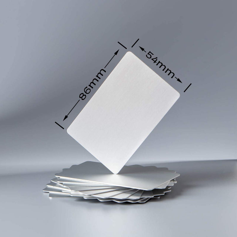 [Australia - AusPower] - Thick Aluminum Metal Business Cards Anodized Aluminum 86 X 54 X 0.8mm 15 pcs Include Protector Sleeves (silver) silver 