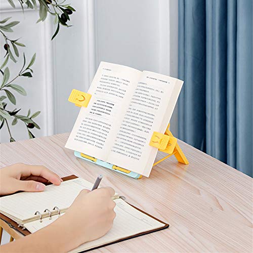 [Australia - AusPower] - BROQLI Book Holder, Desk Reading Stand with Paper Page Clips, Angle Width Adjustable Bookstands Foldable Portable Bookstand for Cookbook Recipe Magazine Tablet Sheet Music Books Kitchen Accessories 