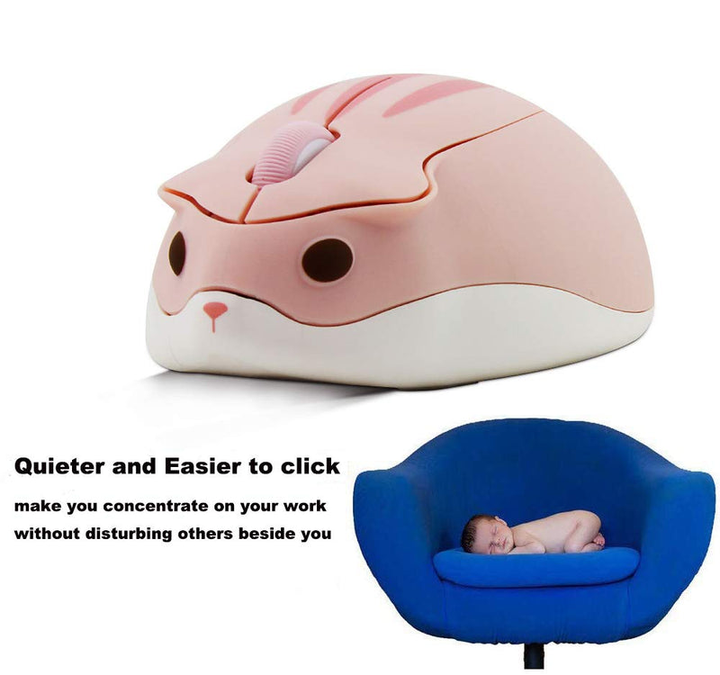 [Australia - AusPower] - 2.4GHz Wireless Mouse Cute Hamster Shape Less Noice Portable Mobile Optical 1200DPI USB Mice Cordless Mouse for PC Laptop Computer Notebook MacBook Kids Girl Gift (Pink) Pink 
