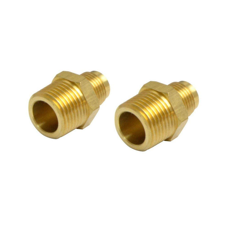 [Australia - AusPower] - 2 PCS Compression Metals Brass Couples Tube Fitting, Half-Union Gas Adapter, 3/8" Flare x 1/2" Male Pipe 
