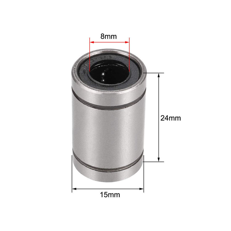 [Australia - AusPower] - uxcell LM8UU Linear Ball Bearings 8mmx15mmx24mm Carbon Steel for CNC Machine 3D Printer 10pcs 