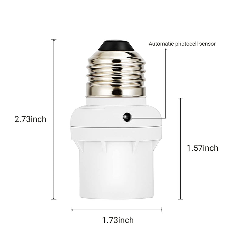 [Australia - AusPower] - DEWENWILS Light Sensor Socket, Dusk to Dawn Sensor Socket, Light Bulb Socket for Light Fixtures, Compatible with Incandescent/CFL/LED/Halogen Bulbs, 4 Pack 