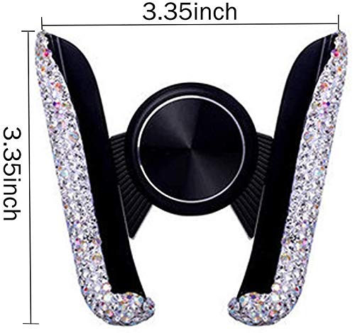 [Australia - AusPower] - Bling Car Phone Holder Mini Car Dash Air Vent Automatic Phone Mount Universal 360°Adjustable Crystal Auto Car Stand Phone Holder Car Accessories for Women and Girls (White) 