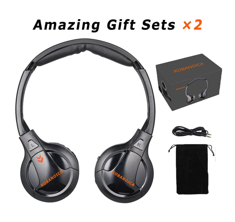 [Australia - AusPower] - KOBANOICA Infrared Headphones for Car DVD,Universal 2 Channel IR Headphones, On-Ear Car Headphones Wireless (2 Pack) 
