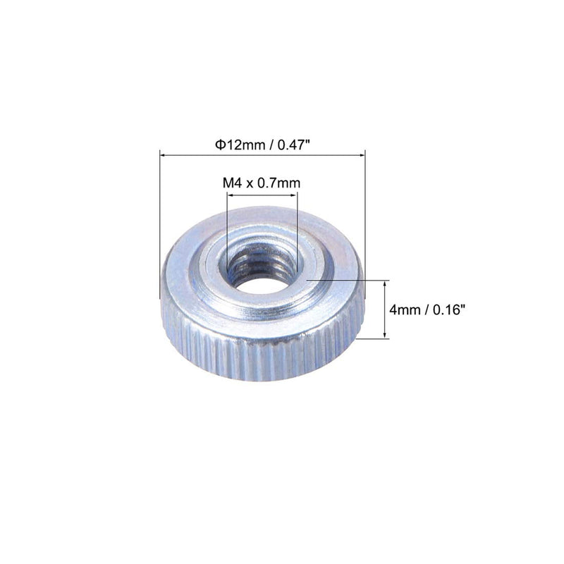 [Australia - AusPower] - uxcell Round Knurled Thumb Nuts Conector Lock Adjusting Nuts, M4 Female Threaded Thin Type, Blue Zinc Plating, Pack of 10 