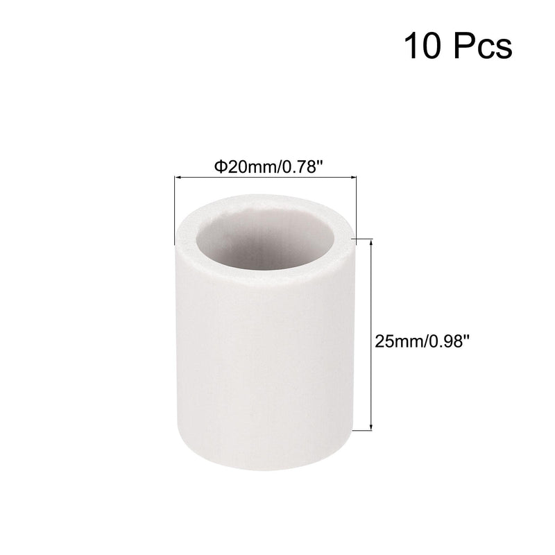 [Australia - AusPower] - uxcell 10pcs 14mm Dia Ceramic Tube Insulated Electronic Wire Bundle Heat Insulation Protection Single Bore 25mmx20mm 