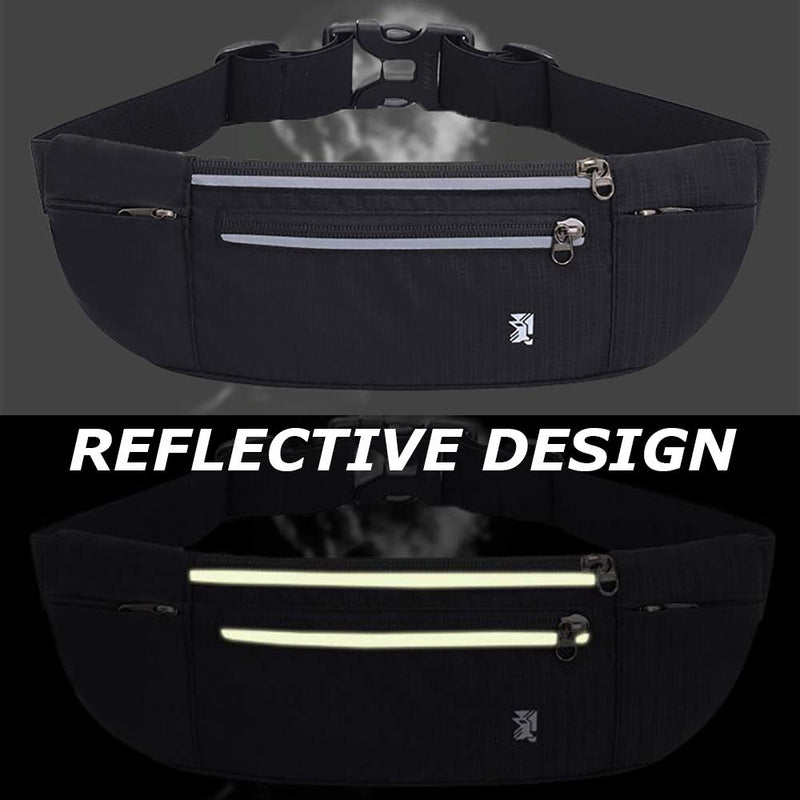 [Australia - AusPower] - Peicees Fanny Pack with Water Bottle Holder Waist Bag for Men Women Water Resistant Lightweight Reflective Adjustable Running Belt Headphone Bag Travel Pocket for Outdoor Camping Fitness Hiking Green 