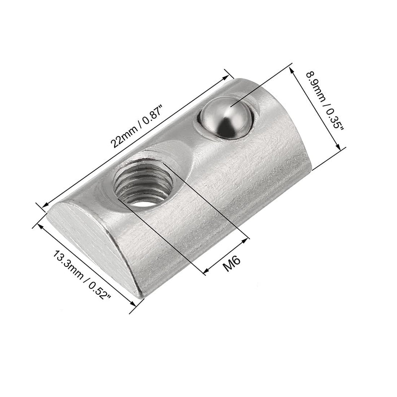 [Australia - AusPower] - uxcell Roll-in Spring M6 T Nut, Roll Ball Elastic Nuts for 4040 Series Aluminum Extrusion Profile, Pack of 12 