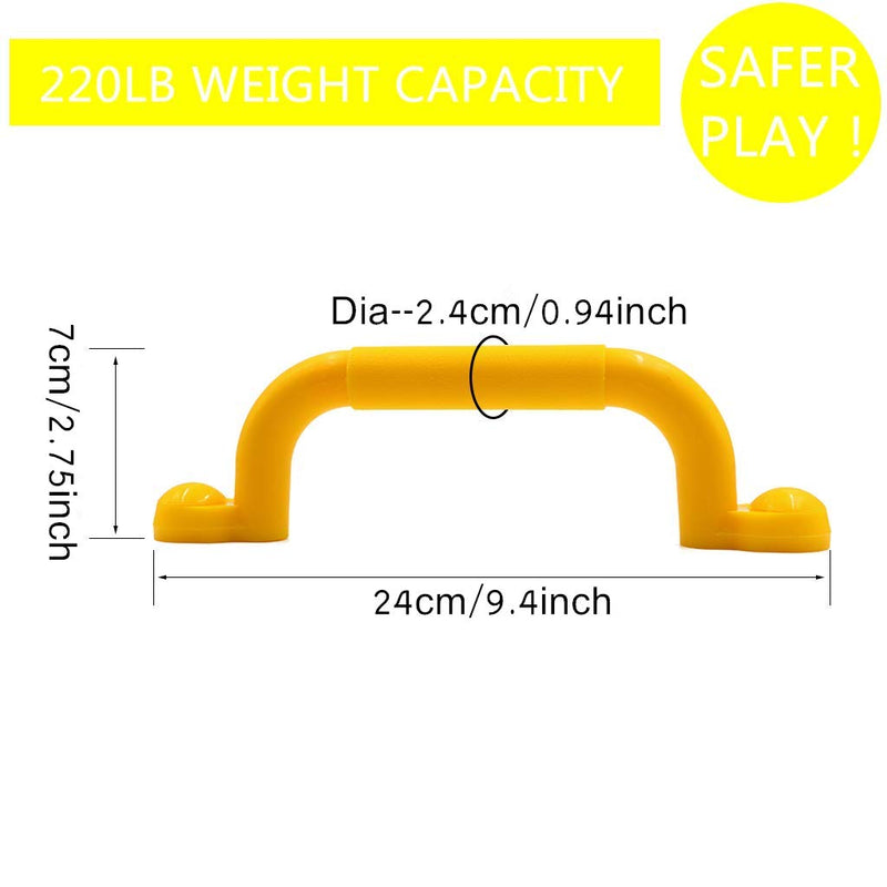 [Australia - AusPower] - Ymeibe Kids Playground Handles Outdoor Indoor Plastic Nonslip Safety Hand Grips for Playset Climbing Frame Tree Play House 10" (Yellow) Yellow 