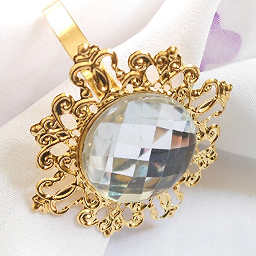 [Australia - AusPower] - Tangpan 10pcs Gold-Light Napkin Ring Rhinestones Napkin Rings for Weddings Pearl Napkin Rings Shiny (Clear) Clear 