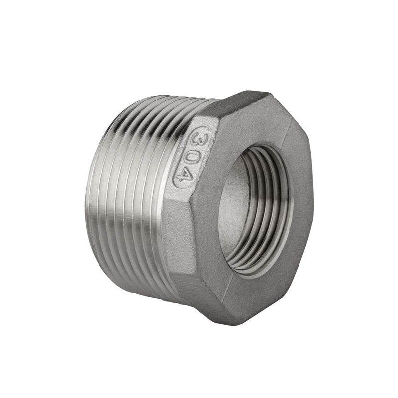 [Australia - AusPower] - Quickun Stainless Steel Reducer Hex Bushing, 1" Male NPT to 1/2" Female NPT, Reducing Bushing Pipe Hose Fitting 1" x 1/2" 