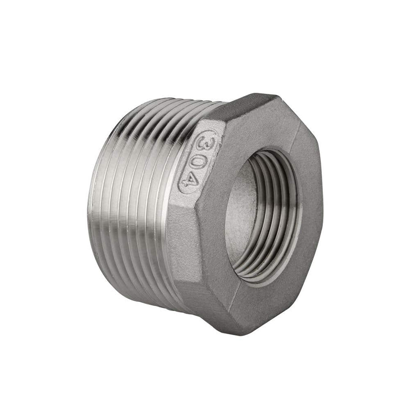 [Australia - AusPower] - Quickun Stainless Steel Reducing Hex Bushing, 1/2" Male NPT to 1/4" Female NPT, Reducer Bushing Pipe Hose Fitting ( Pack of 2) 1/2" x 1/4" 