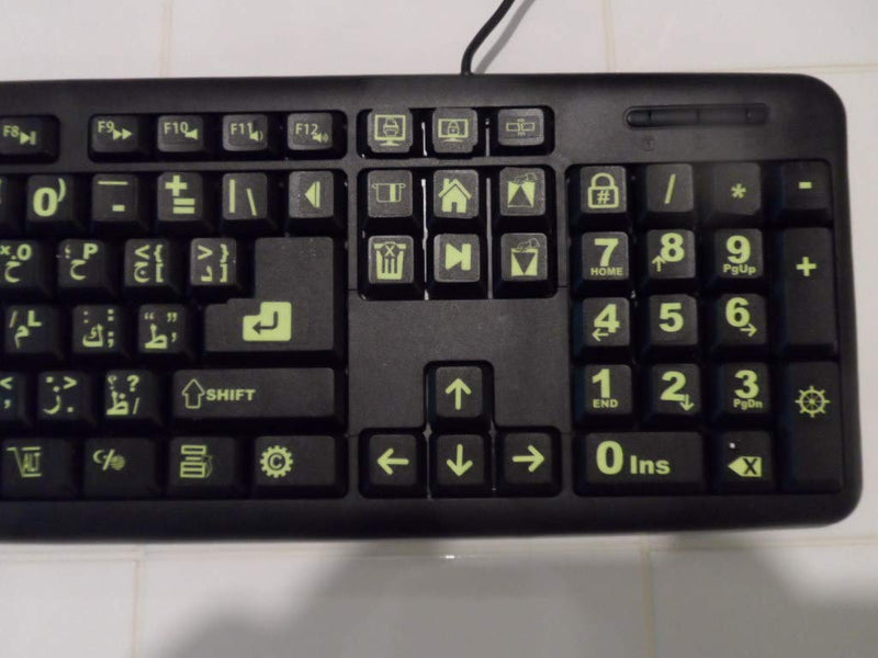 [Australia - AusPower] - Arabic Keyboard Stickers with Fluorescent Inlays. Large Symbols Will Not Wear, Smudge or Fade. Arabic Conversion for All Laptop and Desktop Keyboards Also Free USB LED Light (White). 