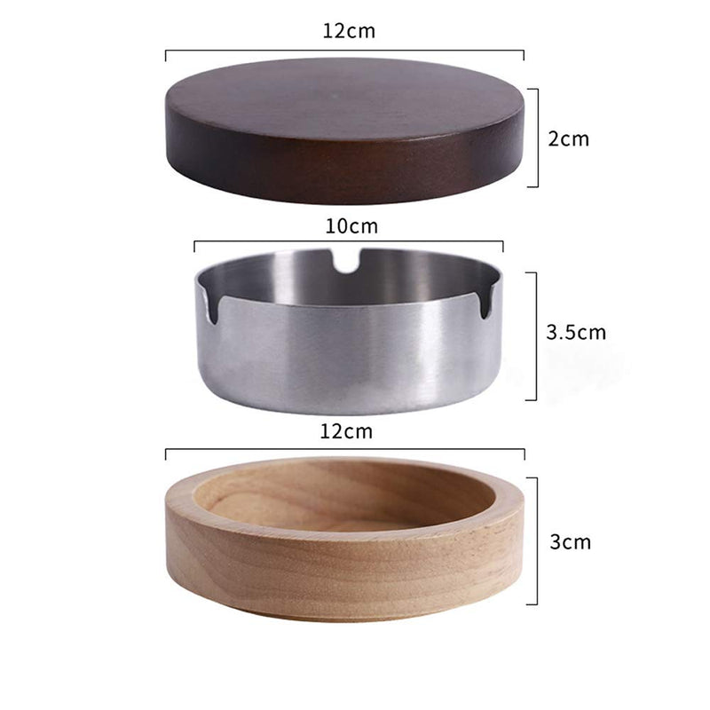 [Australia - AusPower] - VViN Windproof Ash Tray for Weed with Lid - Large, Cigarette Ashtray Wood with Stainless Steel Liner for Outdoors and Indoors Use, Smoking Ashtray for Home Office 
