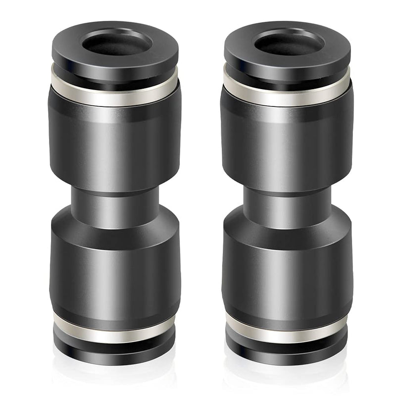 [Australia - AusPower] - TAILONZ PNEUMATIC Black Straight 1/2 inch Tube OD Push to Connect Tube Fittings Push Lock PU-1/2 (Pack of 2) 1/2"OD 