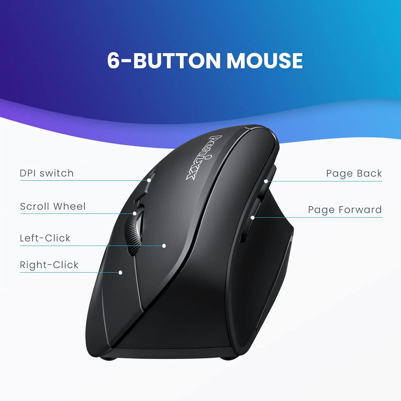 [Australia - AusPower] - Perixx PERIMICE-715II Wireless Ergonomic Vertical Mouse - 2.4 G - 800/1200/1600 DPI - Right Handed Natural Ergonomic Vertical Design 