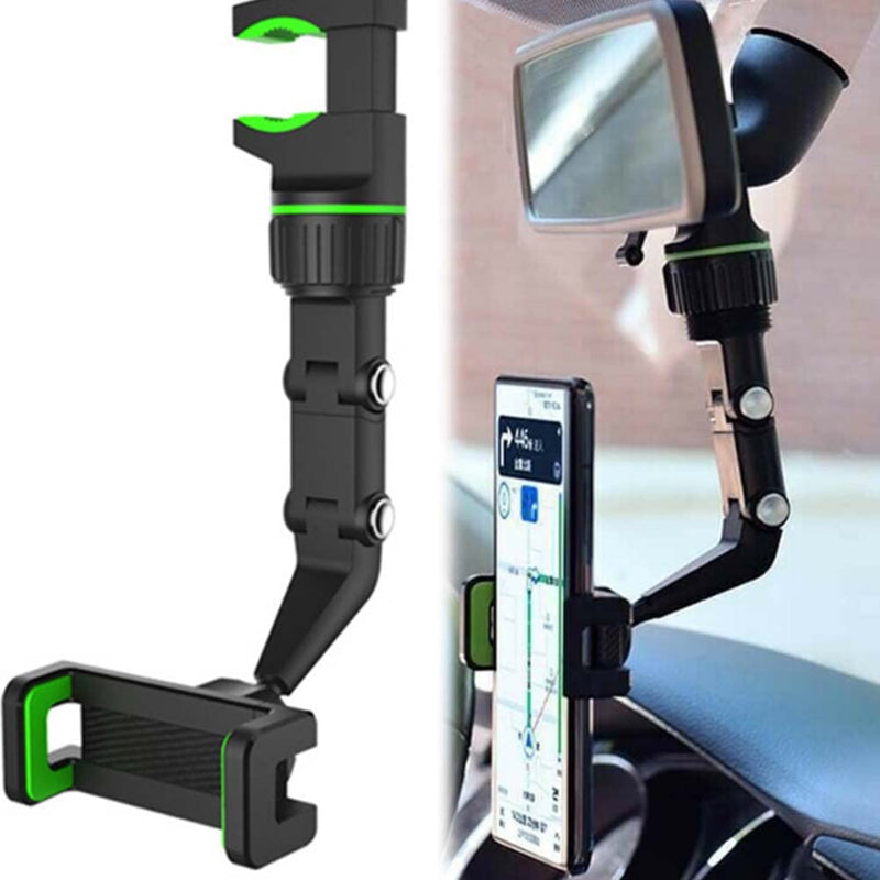 [Australia - AusPower] - New 360° Rearview Mirror Phone Holder for Car Multifunctional Mount Phone and GPS Holder Universal Rotating Car Phone Holder, Cell Phone Automobile Cradles (Green) green 