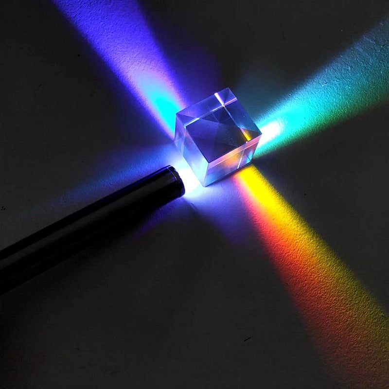 [Australia - AusPower] - Trichronic Prism ASCELY X-Cube RGB Dispersion Prism dichroic Cube, 6-Sided Polishing and Clear for Teaching of Optics, Photo Effects, and Decoration 25 