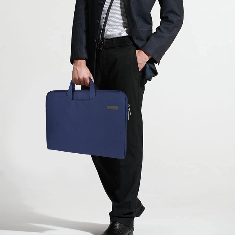 [Australia - AusPower] - Arvok Water-resistant Laptop Sleeve Bag with Handle Briefcase Carrying Bag (15.6 inch, Denim Blue with collapsible handles) 
