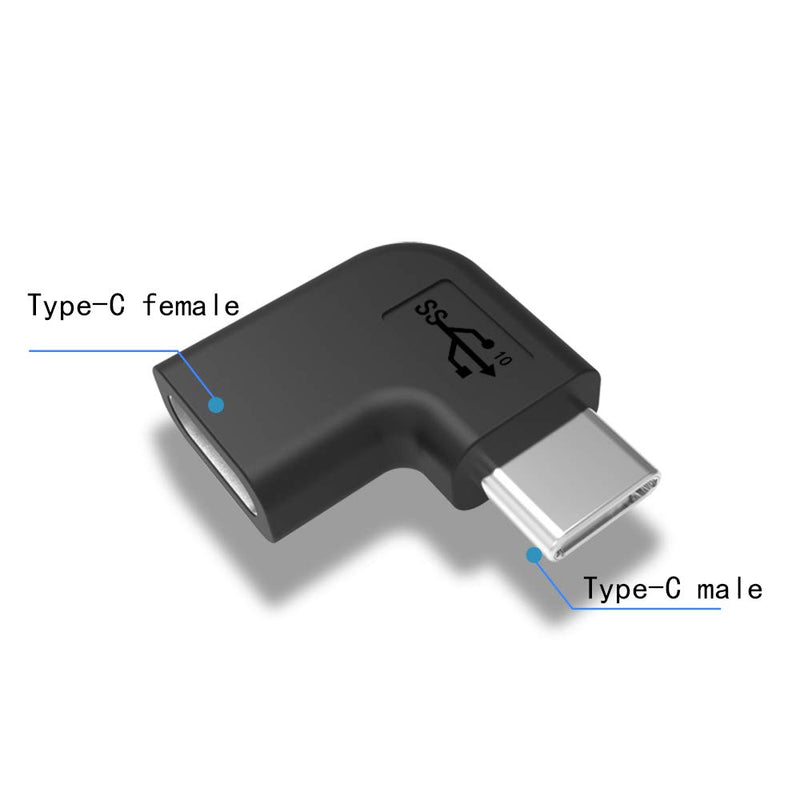 [Australia - AusPower] - Type-C Right Angle Adapter,Type-C Male to Type-C Female Adapter， 2-Pack，90 Degree Type C Adapter,Right & Left Angled 90 Degree Type-C Extension Adapter for Laptop & Tablet & Mobile Phone 