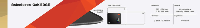 [Australia - AusPower] - SteelSeries QcK Gaming Surface - Large Stitched Edge Cloth - Extra Durable - Optimized For Gaming Sensors - Black Classic Black 