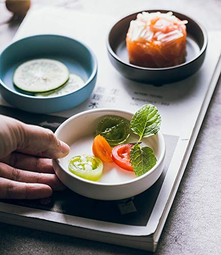 [Australia - AusPower] - Colias Wing 3.5 Inch Simple Style Single Color Pattern Stylish Design Multipurpose Porcelain Side Dish Bowl Seasoning Dishes Soy Dipping Sauce Dishes-Set of 6 6 PACK Black 