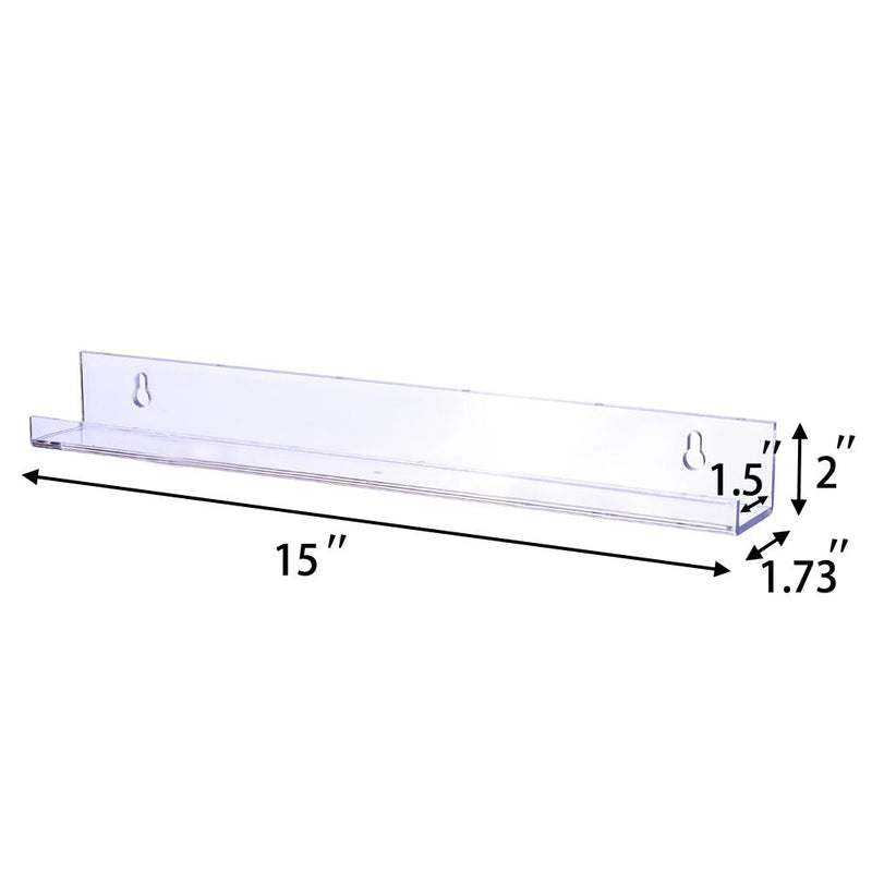 [Australia - AusPower] - Sooyee 3 Pack 15 Inch Acrylic Invisible Kids Floating Book Shelves for Kids Room,Modern Picture Ledge Display Shelf Toy Storage Wall Shelves,Clear 