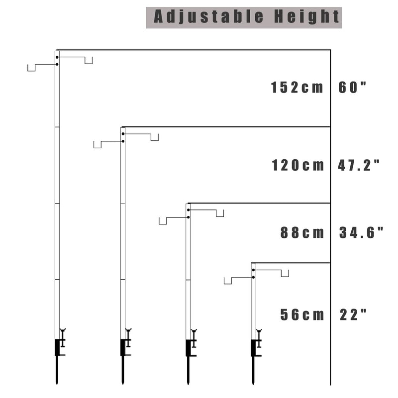 [Australia - AusPower] - Hikeman Folding Lantern Stand Pole Portable Lamp Stand Hook Collapasible Light Stand Holder for Camping Fishing Picnic BBQ Outdoor Activities Black 