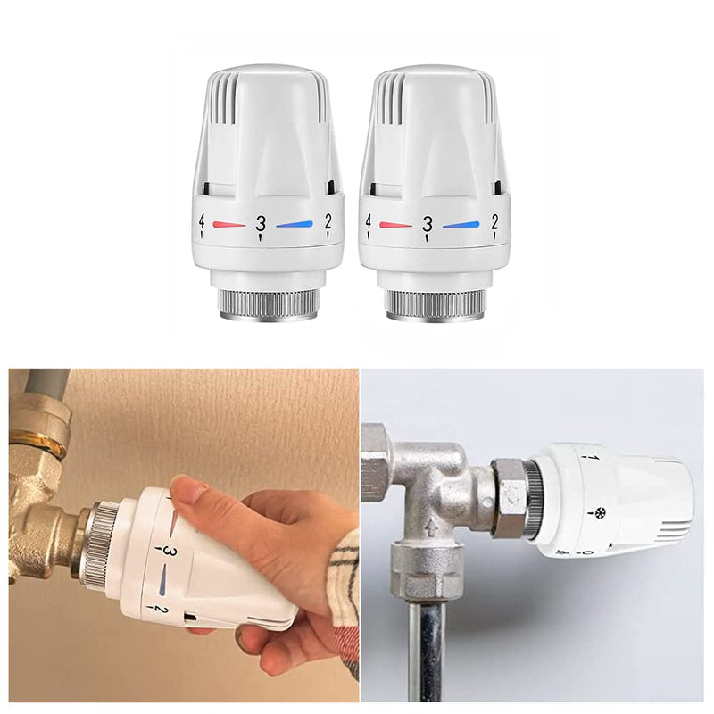 [Australia - AusPower] - 2 Pcs Thermostatic Radiator Heads Automatical Temperature Control Heads Anti Freeze Radiator Valve Heating Systems for Home Office 