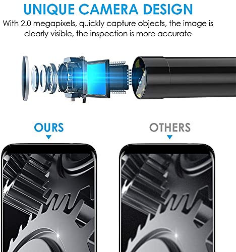[Australia - AusPower] - USB Snake Inspection Camera, 2.0 MP IP67 Waterproof USB C Borescope, Type-C Scope Camera with 6 Adjustable LED Lights for Android, PC 