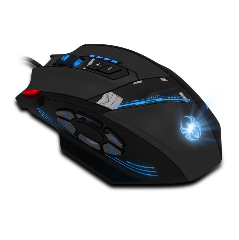 [Australia - AusPower] - 12 Programmable Buttons C12 Gaming Mouse, AFUNTA Laser Double-Speed Adjustment 8000DPI Mice Support 4 Level Switch 