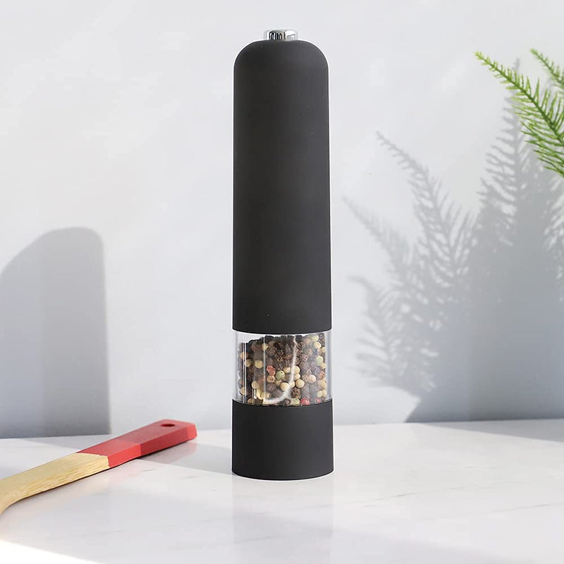 [Australia - AusPower] - Michael Graves Design Automatic Pepper Grinder (Black) | Clear Window for Refilling | Twist Top to Adjust Grinding Size | Metal Encasing | Uses 4 AA Batteries (Not included) 