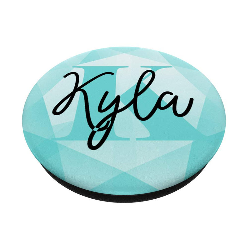 [Australia - AusPower] - Kyla Name Aqua Teal Diamond Collapsible Phone Grip Black 