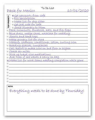 [Australia - AusPower] - TO DO List Notepad, 50 Pages Task Pad with Checklist, Priority & Notes Sections for Added Efficiency. A Planner for Organized People. 11 X 8.5 Inch A4 Tear Sheets. Made in the USA. 