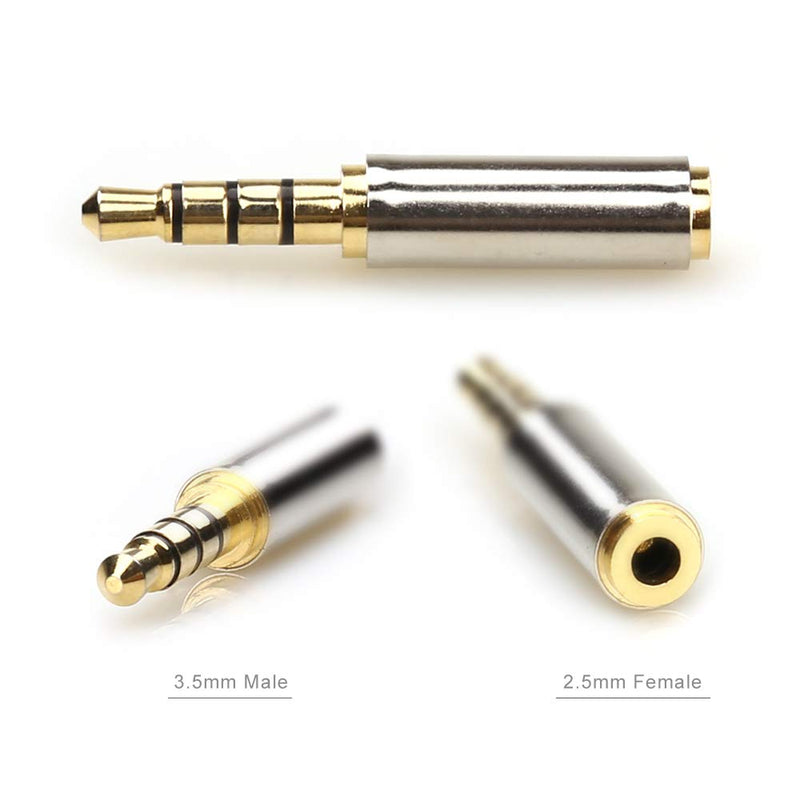 [Australia - AusPower] - LEOU 3.5mm Male to 2.5mm Female and 2.5mm Male to 3.5mm Female Audio Headphone Adapter Headset Converter 3 Ring Gold Plated Jack Plug Stereo -2PCS 