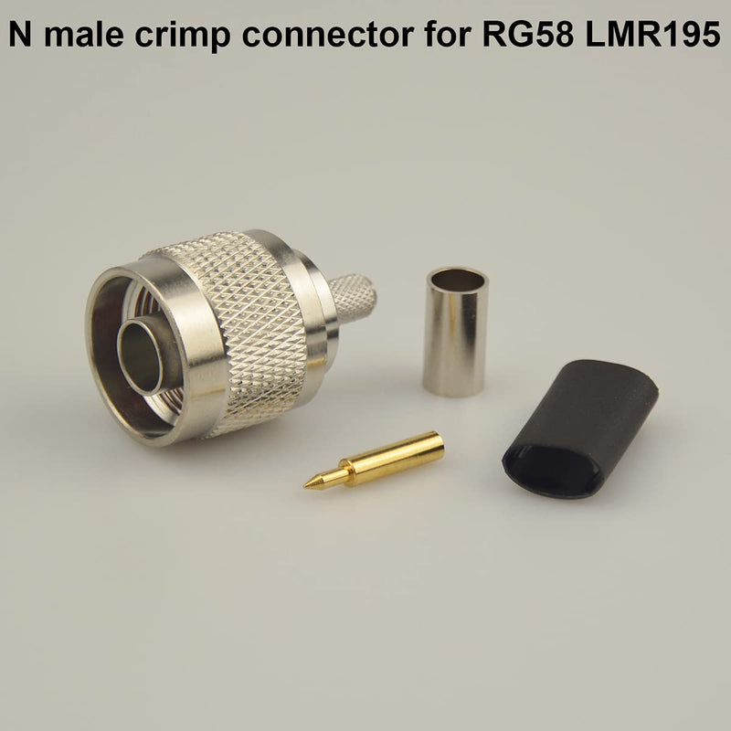 [Australia - AusPower] - N Male Crimp On Plug Connector for LMR-195 RG-58 50 Ohm Low Loss RF Coaxial Cable Pack-5 