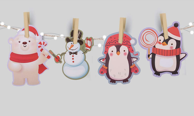 [Australia - AusPower] - 60Pcs Winter Cut-Outs, Classroom Décor, Snowman Snowflake Penguin Bear Cutouts with Dot Glue for Party Decor 