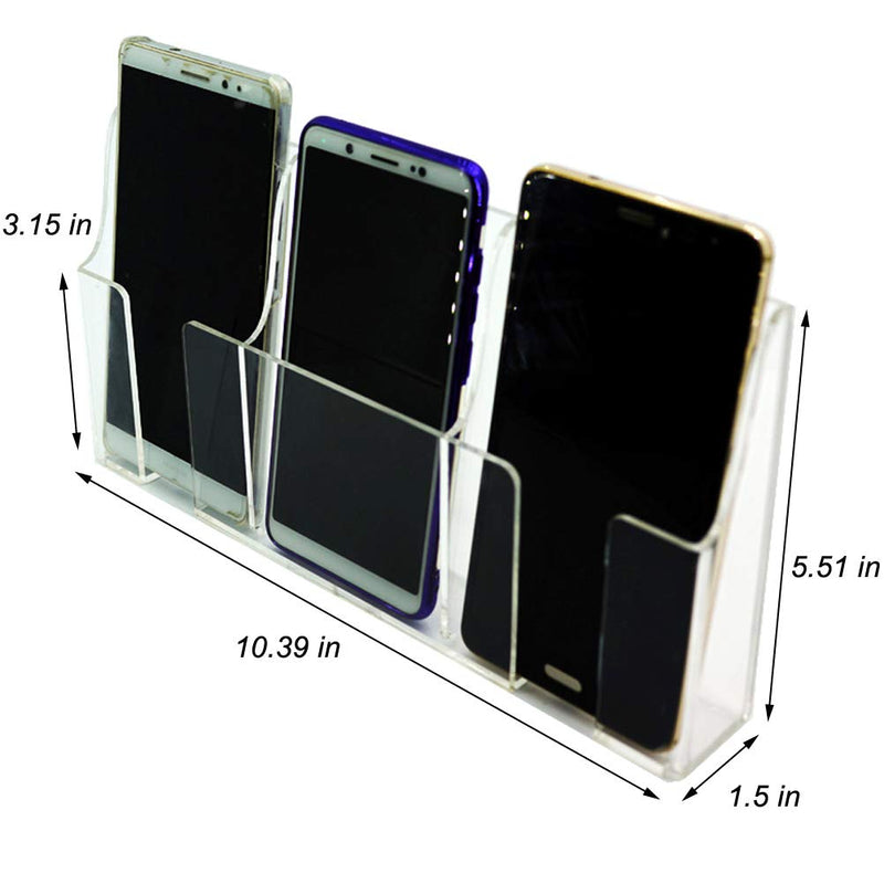 [Australia - AusPower] - Zmmyr Media Organizer Storage Box Acrylic Transparent Wall Mount Mobile Phone Holder Remote Control (Three Grid) Three Grid 