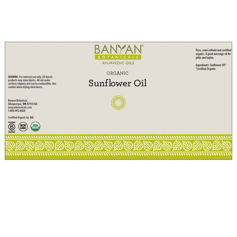 [Australia - AusPower] - Banyan Botanicals Sunflower Oil – Organic Expeller Pressed Sunflower Oil for Massage ­­– Smooth & Light Massage Oil for Abhyanga, Ayurvedic Self-Massage – 16 oz – Non GMO Sustainably Sourced Vegan 16 Fl Oz (Pack of 1) 