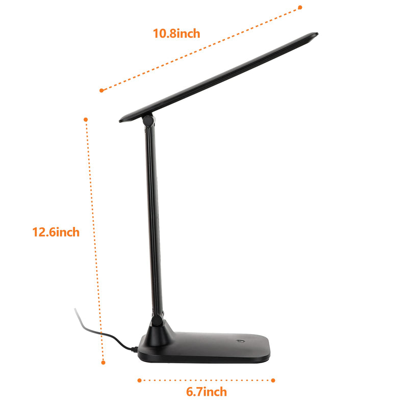 [Australia - AusPower] - LED Desk Lamp, Desk Lamps for Home Office, Dimmable Eye-Caring Desk Light with 3 Color Modes, Touch Control Adjustable Table Office Lamp, Foldable Desk Lamp with Adapter, Black 