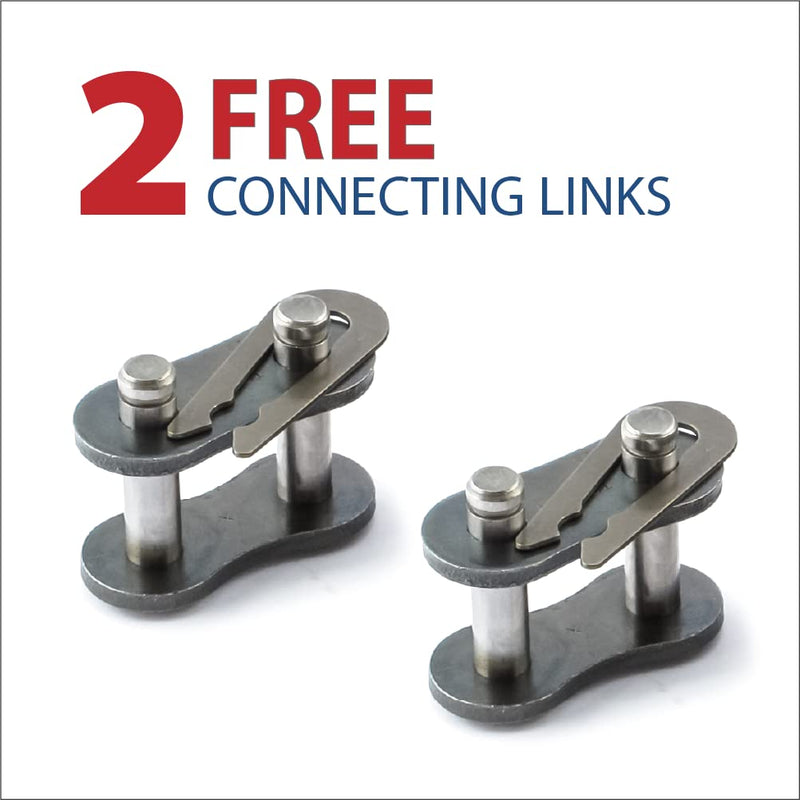 [Australia - AusPower] - PGN #25 Roller Chain - 10 Feet + 2 Free Connecting Links - Carbon Steel Chains for Bycicles, Mini Bikes, Motorcycles, Go-Karts, Home and Industrial Machinery - 479 Links 