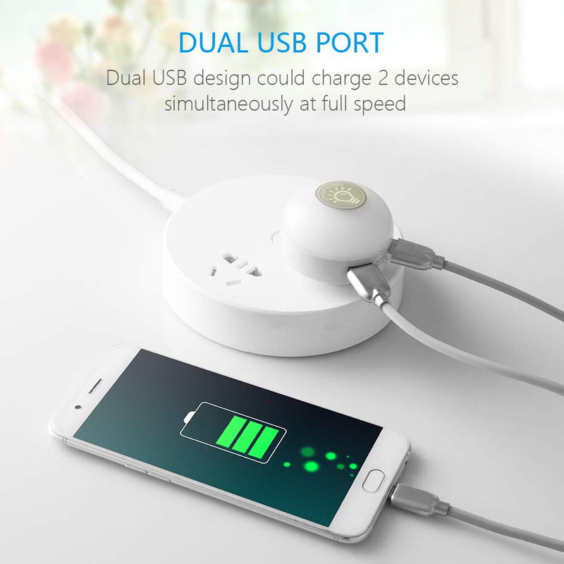 [Australia - AusPower] - Wall Charger,Outlet Adapter 3.4A USB Output Foldable AC Plug with Smart Touch LED Night Light 3 Brightness,Compact Charg for iPhone,iPad,Android Phone and Tablets (White) White 