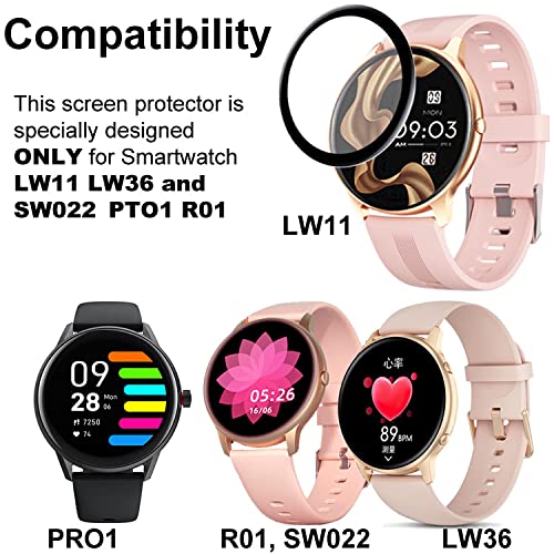 [Australia - AusPower] - smaate 3D Screen Protector Compatible with AGPTEK LW11, Moowhsh, GRV R01, Soundpeats Pro1, YAMAY 022 and Lovtutu LW36 Smartwatch, Round 1.28inch, 3-Pack, Full Coverage, Curved Edge frame, Anti-shatter 
