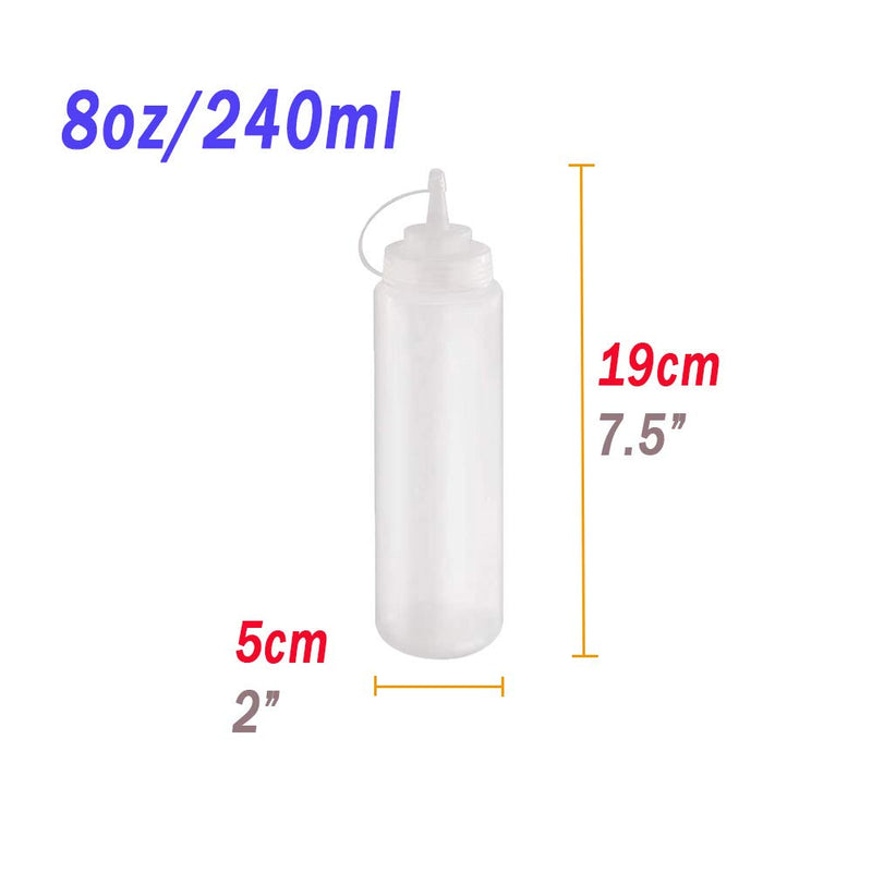 [Australia - AusPower] - 15 PCS 8oz Squeeze Bottles,Plastic Condiment Bottle with Twist On Cap Lids,Squeeze Bottle for Sauces,Ketchup,Barbecue,Syrup,Paint 