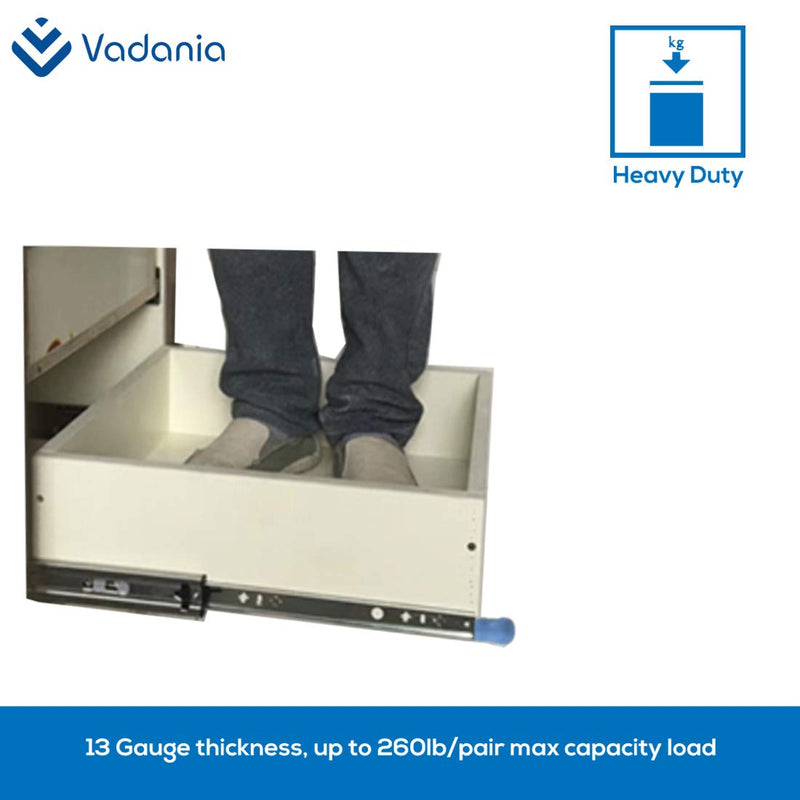 [Australia - AusPower] - VADANIA 12" Heavy Duty Drawer Slide with Lock #VD2053, 2" Width Up to 264lb Load Capacity, 3-Fold Full Extension, Ball Bearing Lock-in & Lock-Out, Side Mount, 1-Pair 12 Inch 
