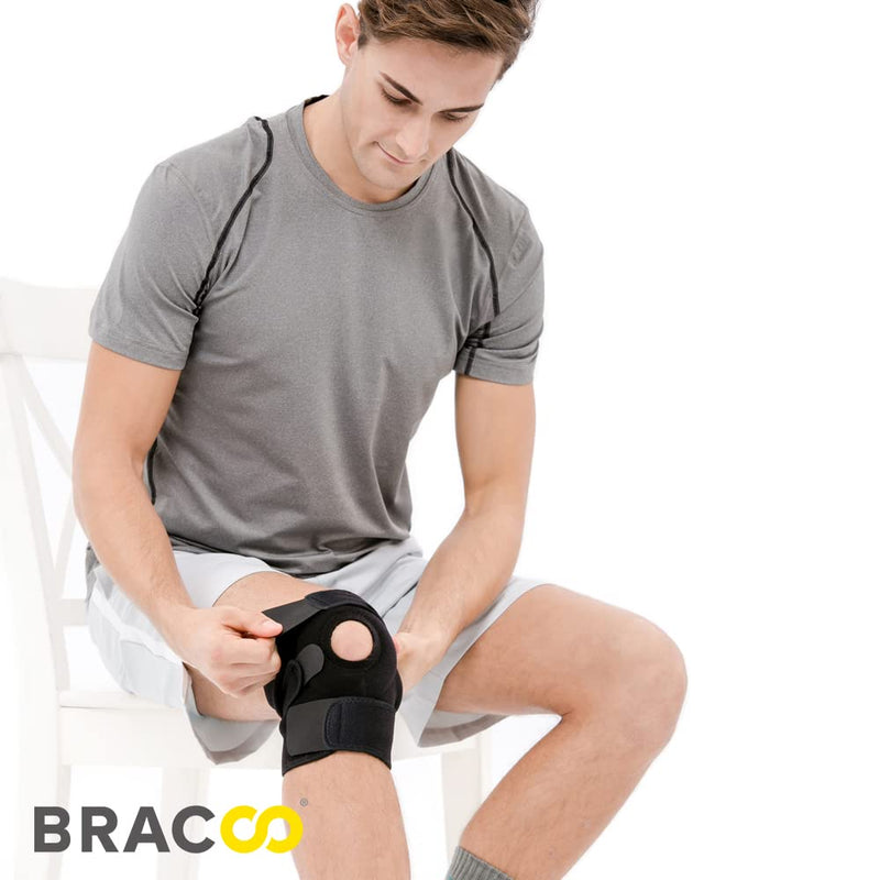 [Australia - AusPower] - Bracoo Adjustable Compression Knee Patellar Tendon Support Brace for Men Women - Arthritis Pain, Injury Recovery, Running, Workout, KS10 (Black) Black 