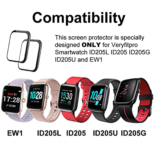 [Australia - AusPower] - smaate 3D Screen Protector Compatible with ID205L Smart Watch, GRV FC1, Y&L EW1, Overfly, LIVIKEY 1.3inch EURANS A3_112 and ID205 ID205U ID205G Veryfitpro, 3-PACK, Full Coverage Curved Edge frame 